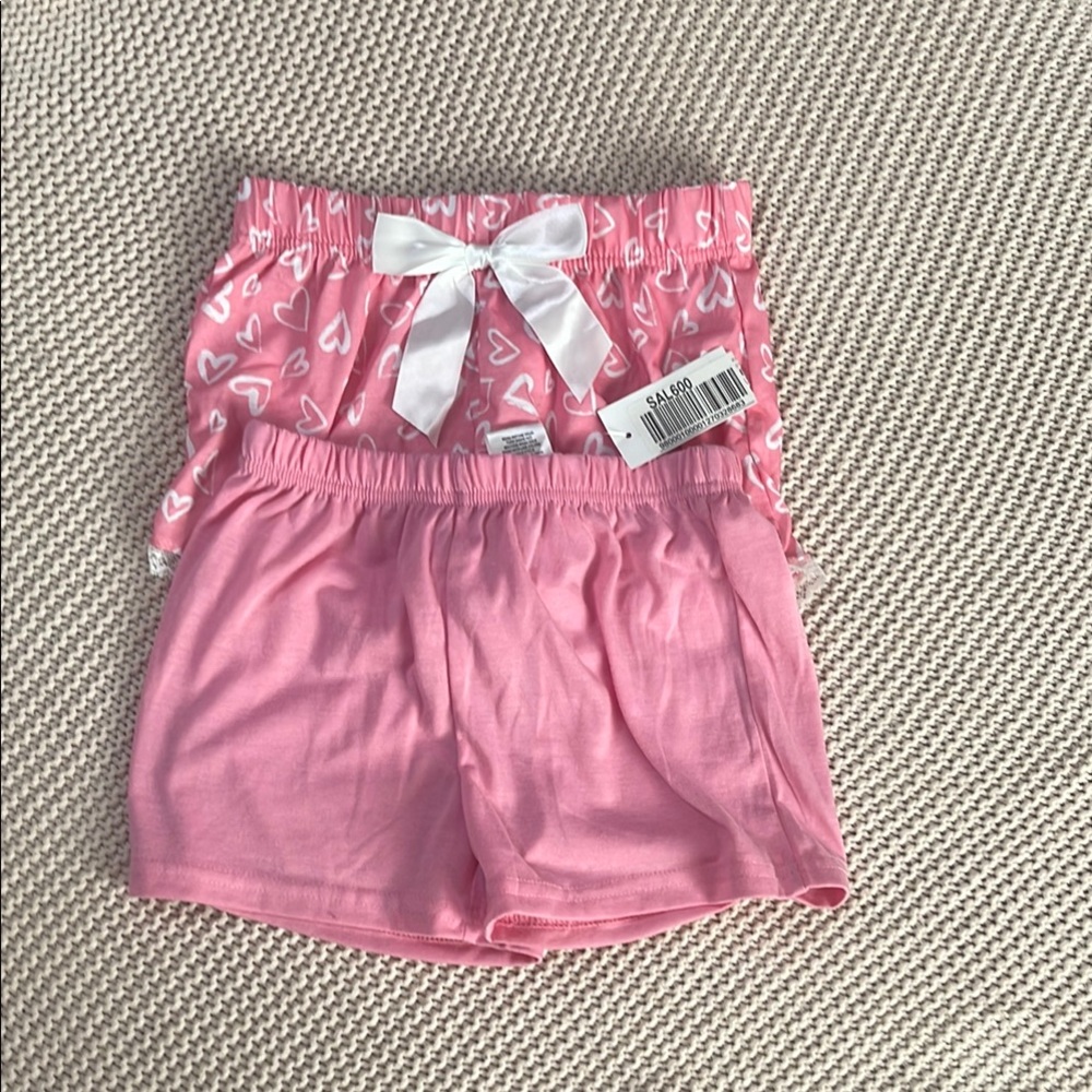 Pink Heart Print Shorts with Bow